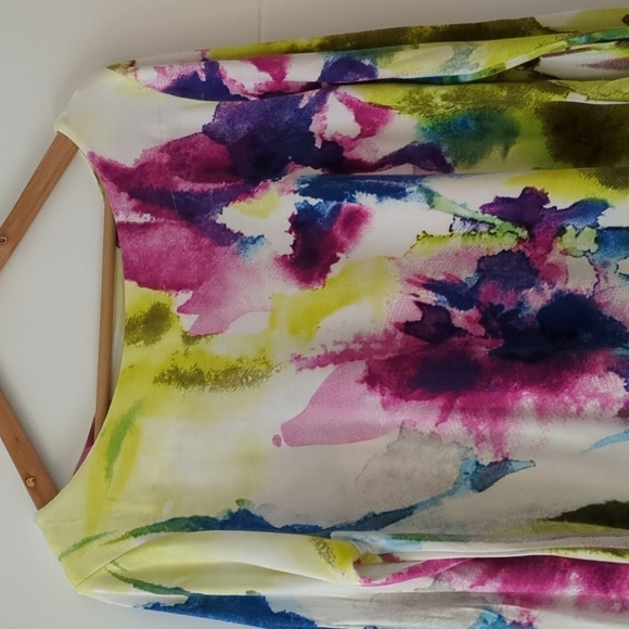 Soft Surroundings Water Colors Slingy floral Paint Brushed Print Boho tunic Top - Picture 3 of 8